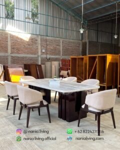 meja makan marmer