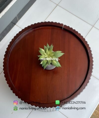 top Round Coffee Table With Striped Pattern