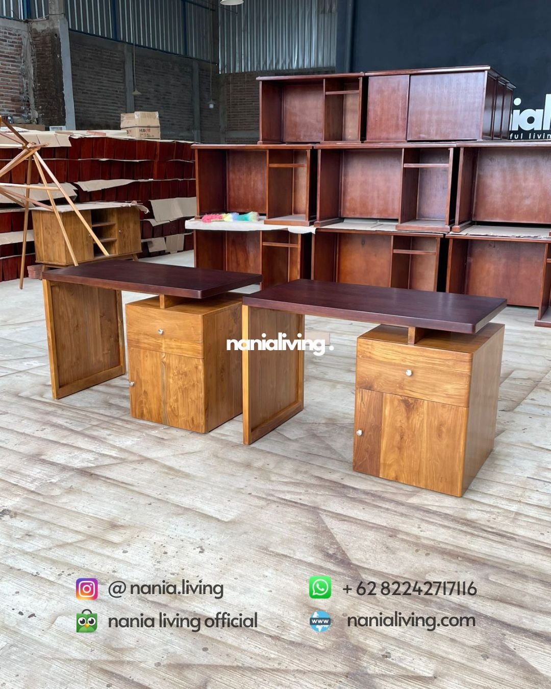 side Simple Minimalist Teak Desk