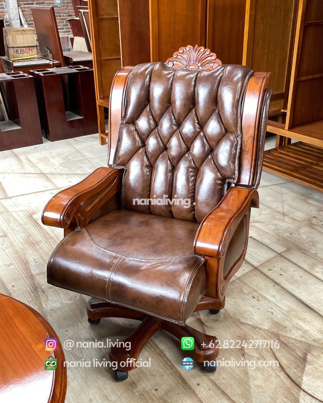 chair Curved Teak Desk Set