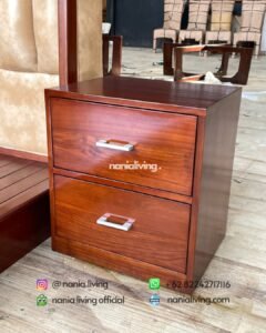 detail Minimalist Teak Bed With Two Bedside Tables