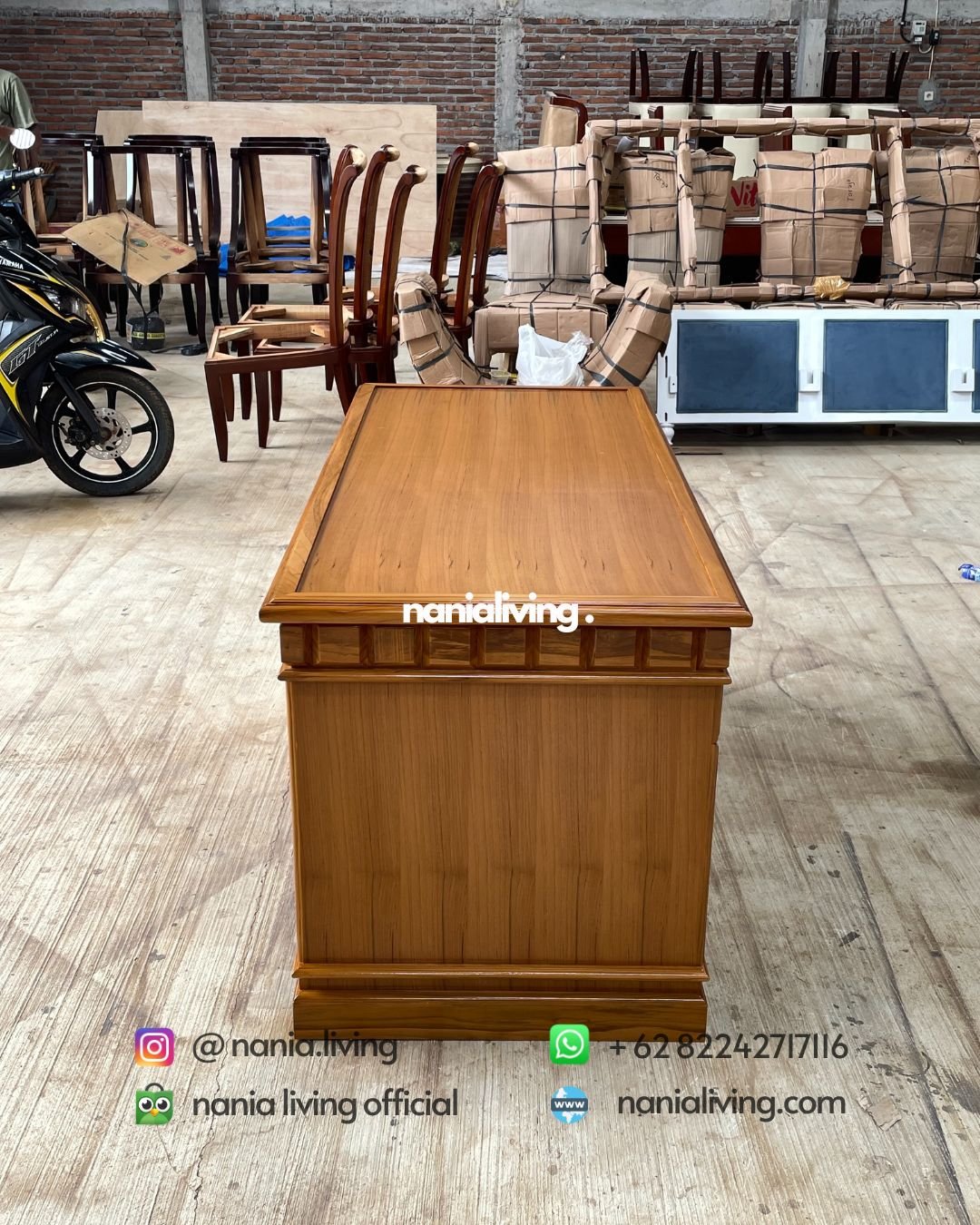 side Minimalist Teak Office Desk And Study Desk