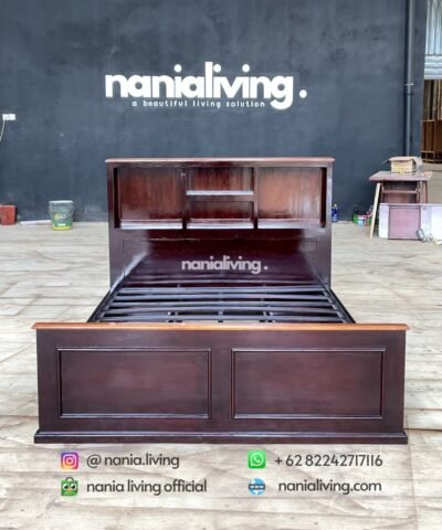 Minimalist Two-tone Solid Wood Bed side