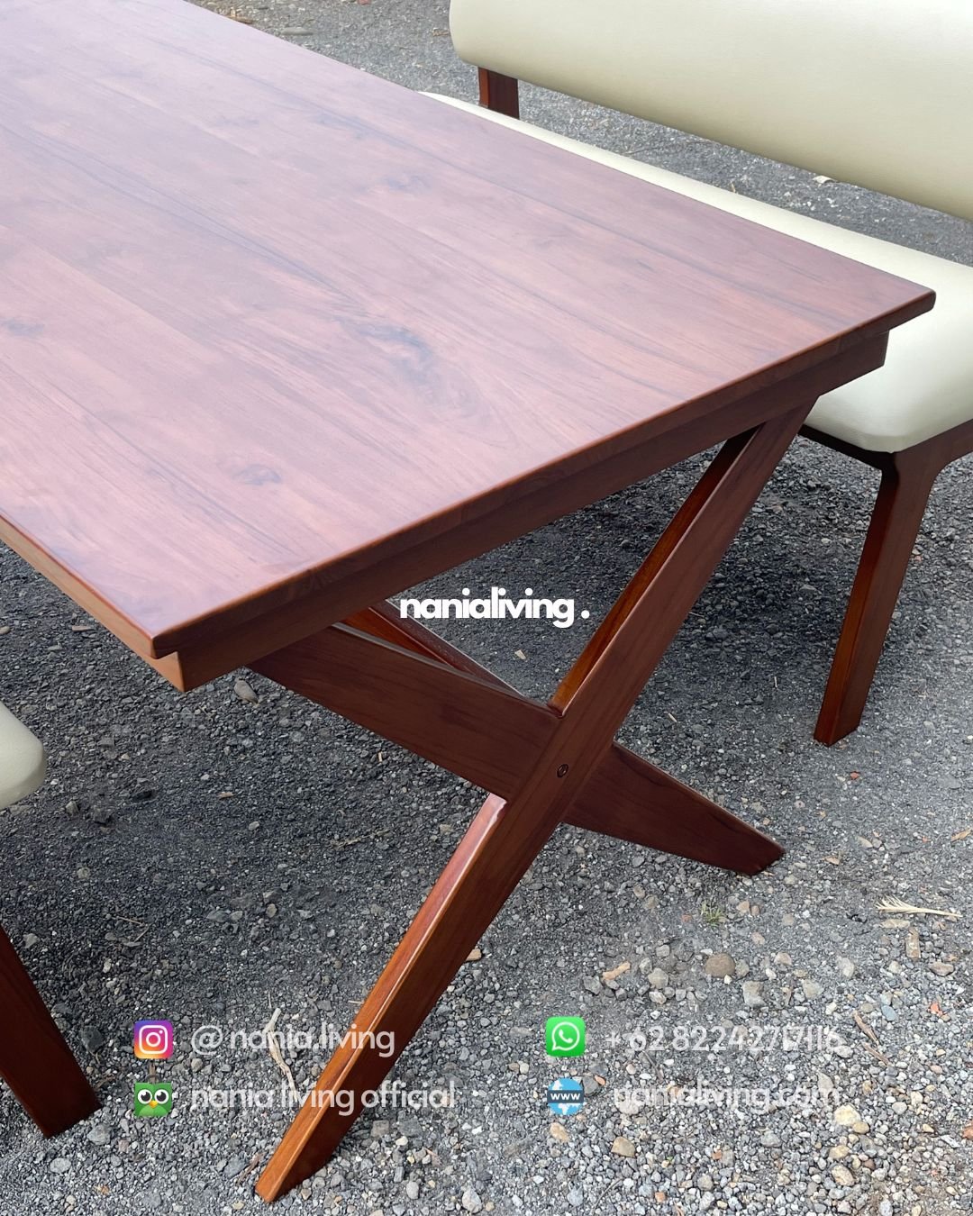 side Outdoor Teak Dining Table With Chairs And Benches