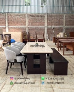 Stella Dining Table Set With Three Chairs And Bench