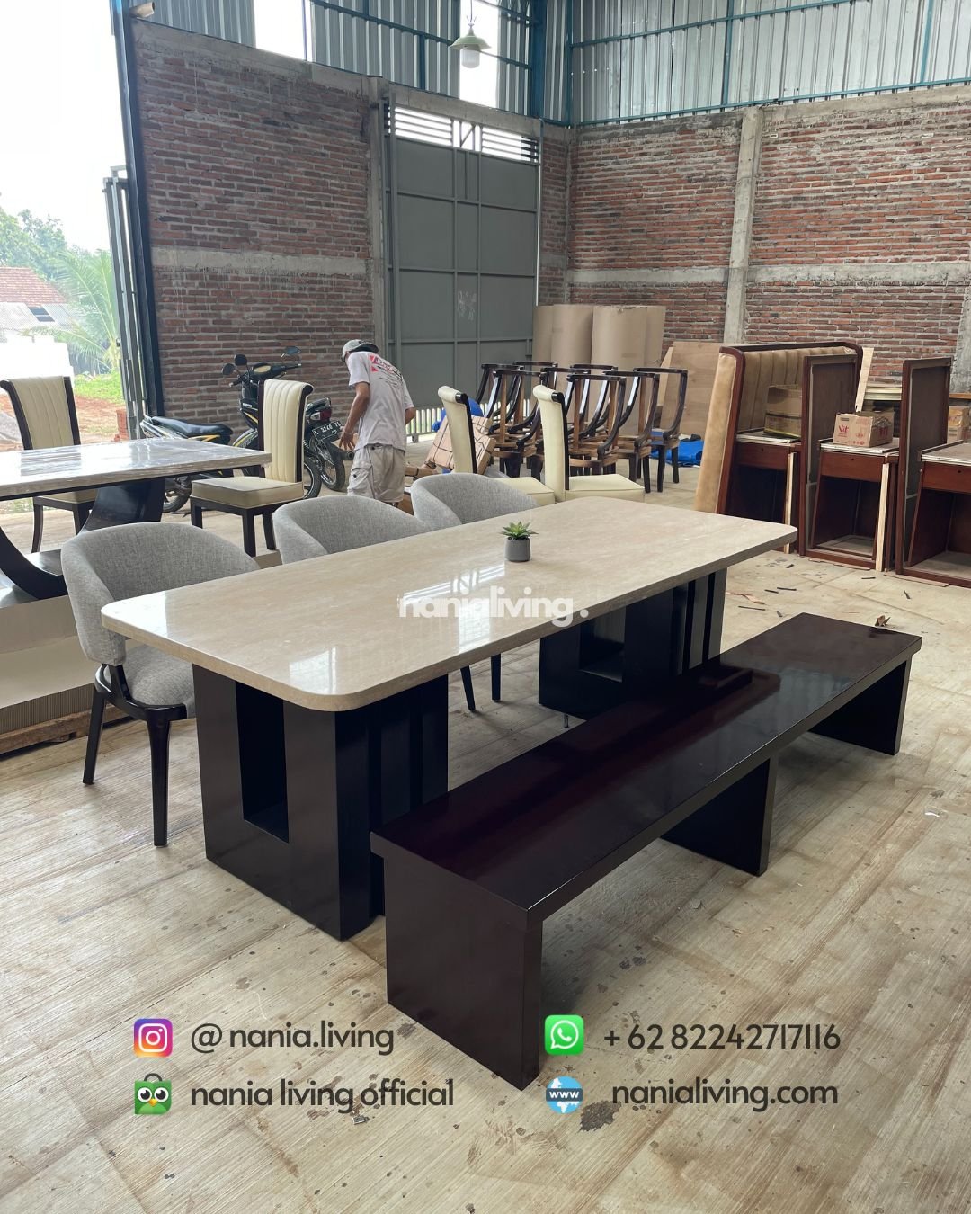 side Stella Dining Table Set With Three Chairs And Bench