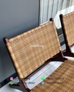 Teak And Rattan Combination Lounge Chair