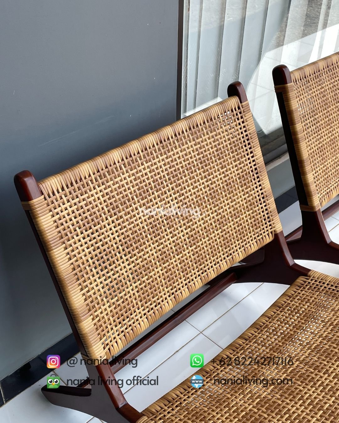 Teak And Rattan Combination Lounge Chair