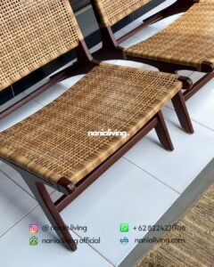 detail Teak And Rattan Combination Lounge Chair