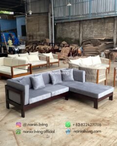 Minimalist L-shaped Guest Sofa With Fabric