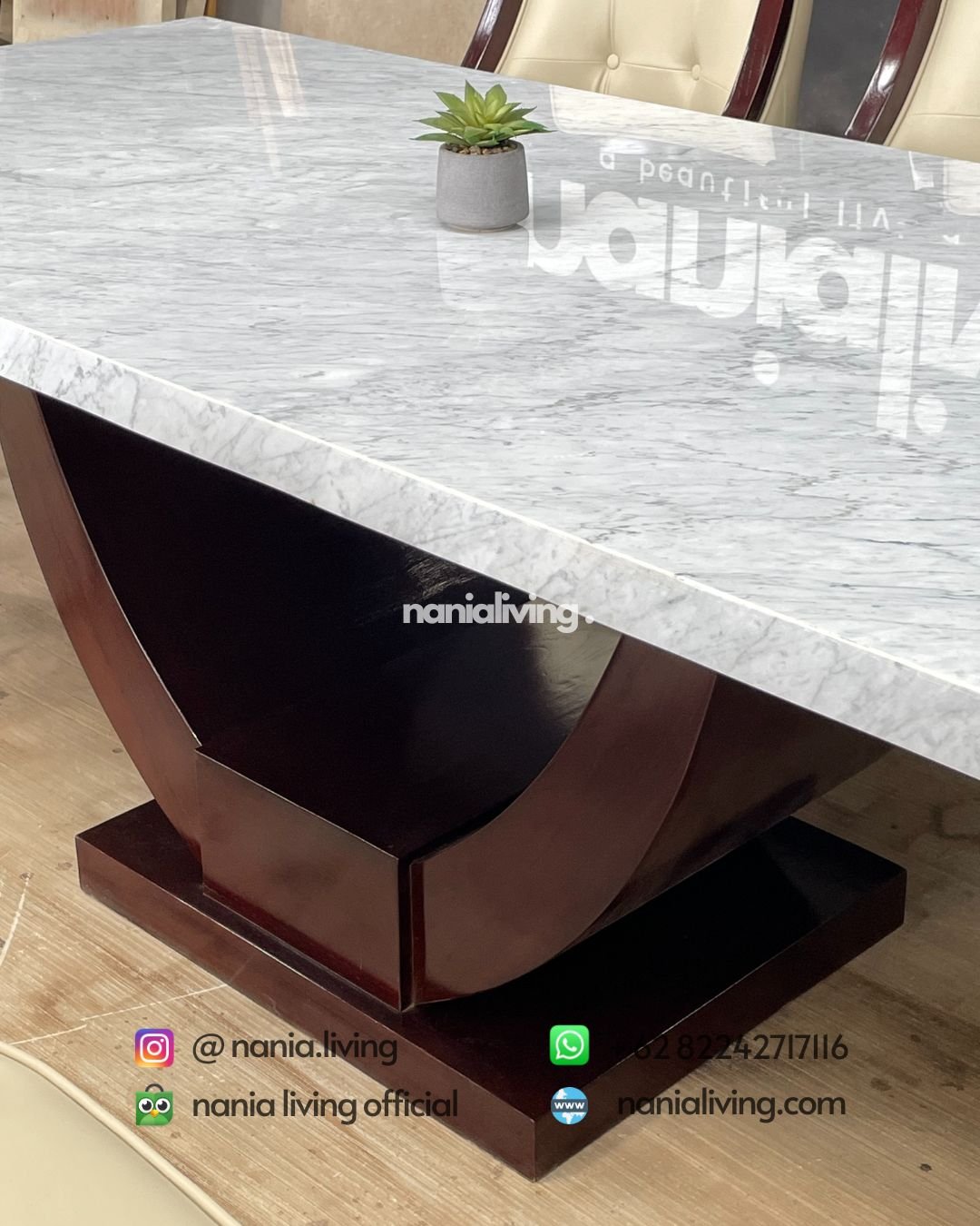 down Marble Dining Table Set With 8 Swivel Chairs