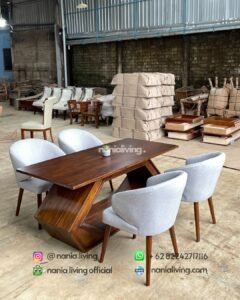 Modern Teak Dining Table Set With 4 Chairs