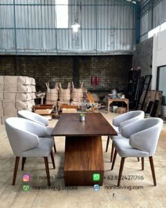 side Modern Teak Dining Table Set With 4 Chairs