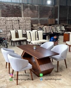 detail Modern Teak Dining Table Set With 4 Chairs