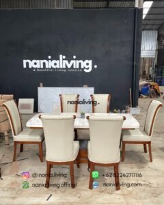 side Oval Marble Dining Table With 6 Chairs