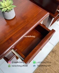 drawer Teak Nightstand With Rattan Accents