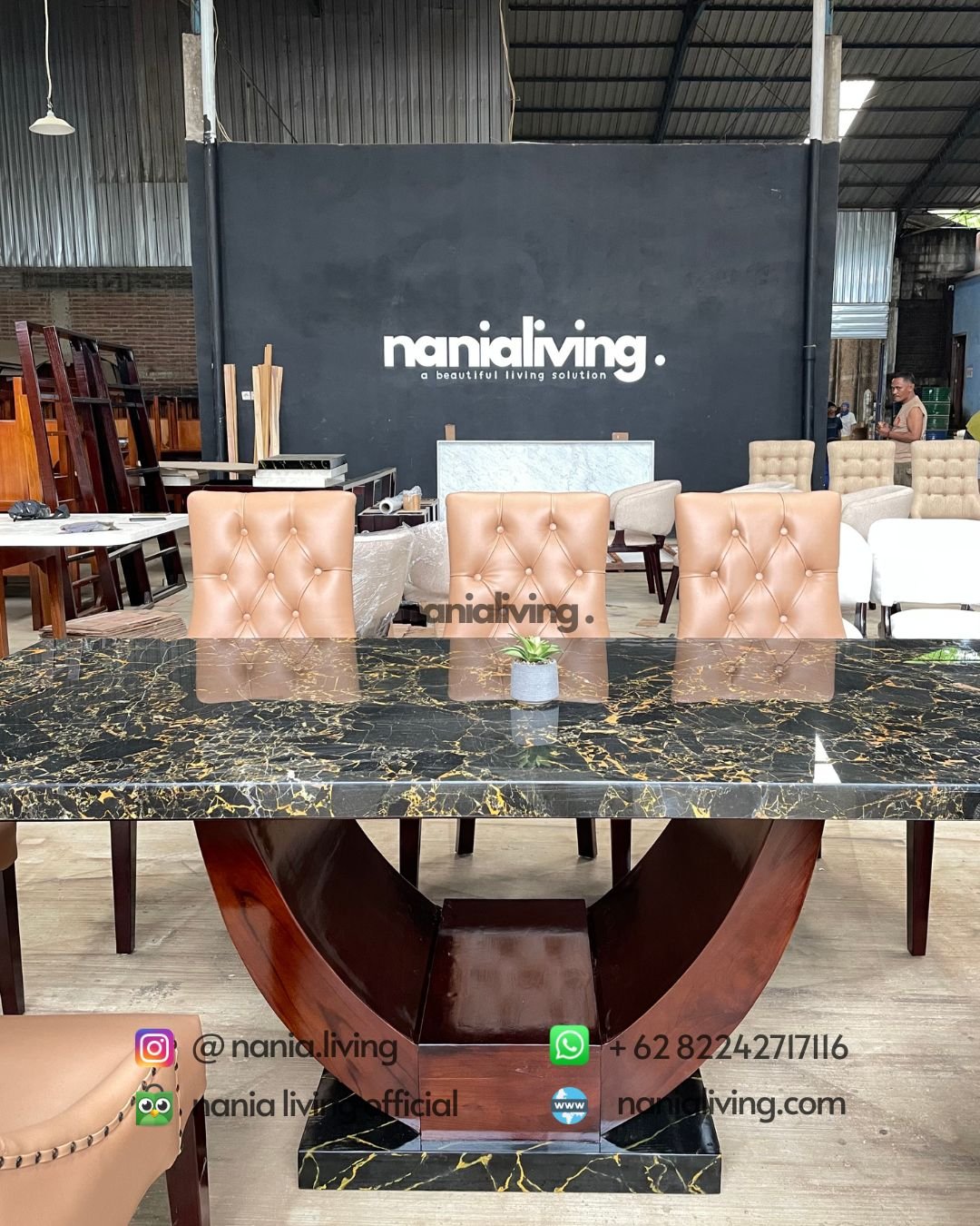 black dining table set with 6 luxurious chairs