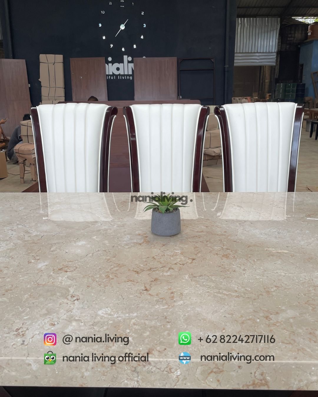 detail Cream Dining Table Set With 8 Chairs