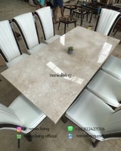 Cream Dining Table Set With 8 Chairs