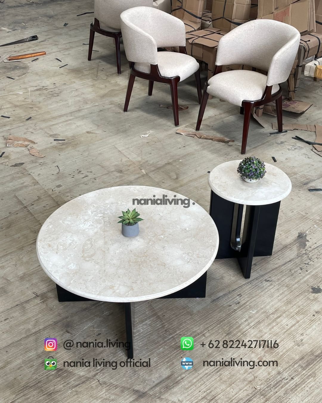 side Elegant Double Marble Guest Table