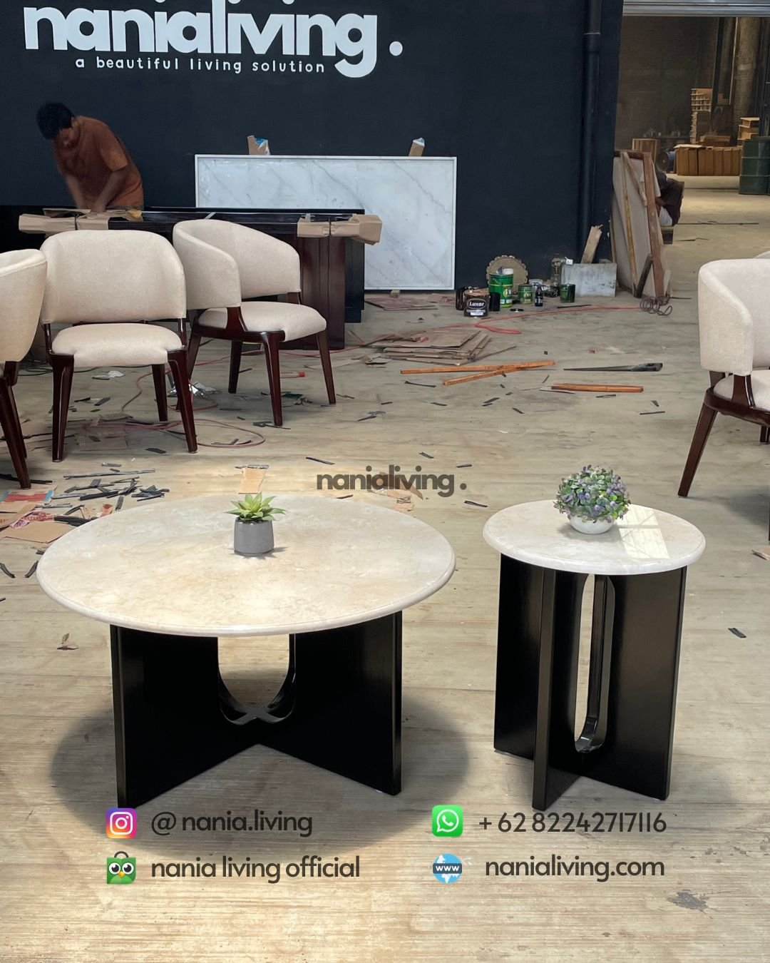 Elegant Double Marble Guest Table