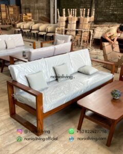sofa Large Minimalist Teak Guest Sofa Set