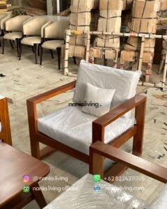 chair Large Minimalist Teak Guest Sofa Set