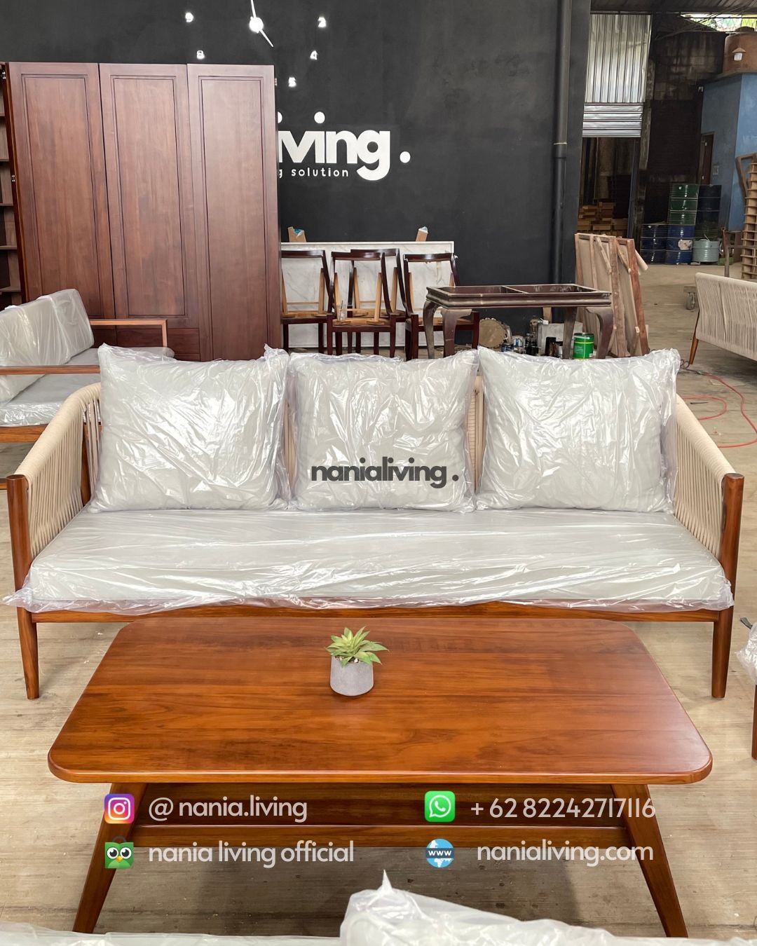 table Minimalist Rope Guest Chair Set