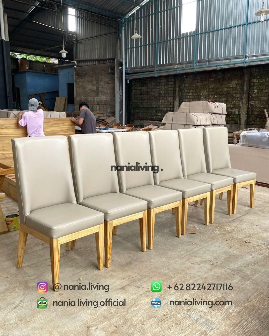 Modern Bleached Teak Dining Chair (4) cv nania bintang utama