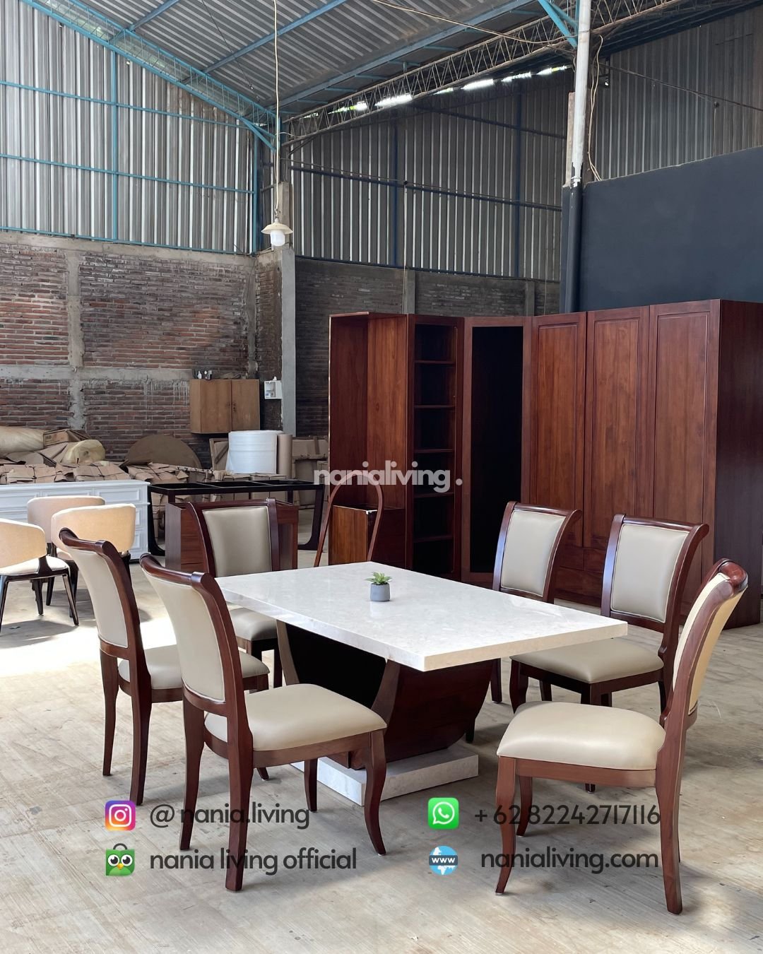 Simple Marble Dining Table Set (1) nania lviing