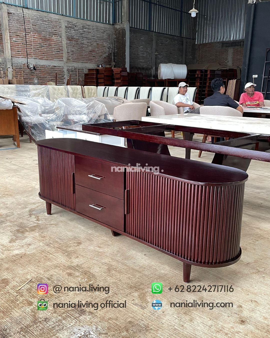 Walnut Teak Sliding Tv Buffet