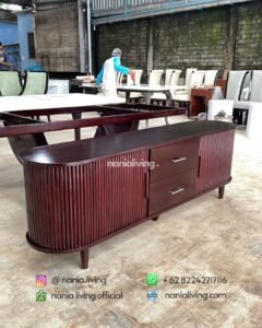 side Walnut Teak Sliding Tv Buffet