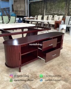 drawer Walnut Teak Sliding Tv Buffet