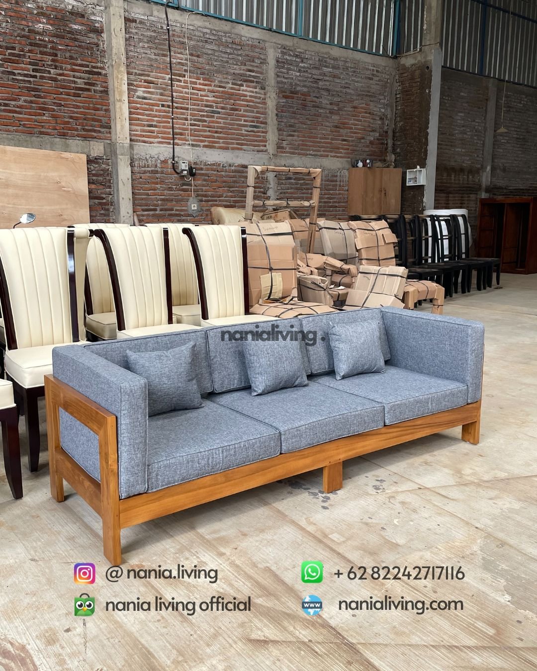 minimalist modern teak guest sofa (1) nania living