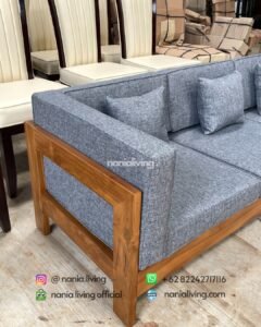 side Minimalist Modern Teak Guest Sofa