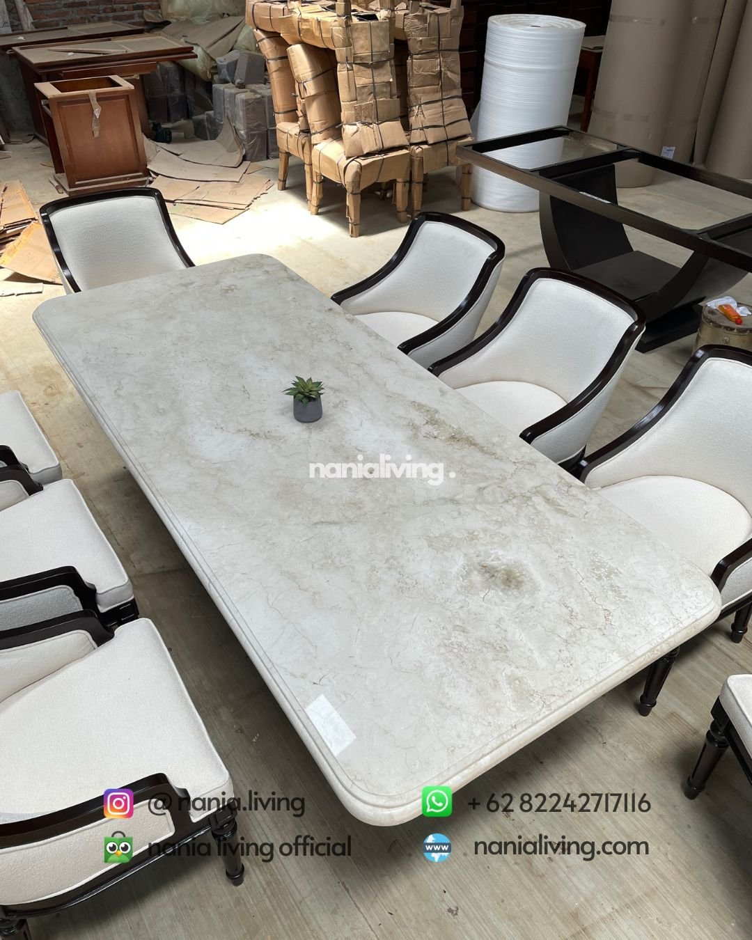 Carved Teak And Marble Dining Table With 8 Chairs (4) top Carved Teak And Marble Dining Table With 8 Chairs