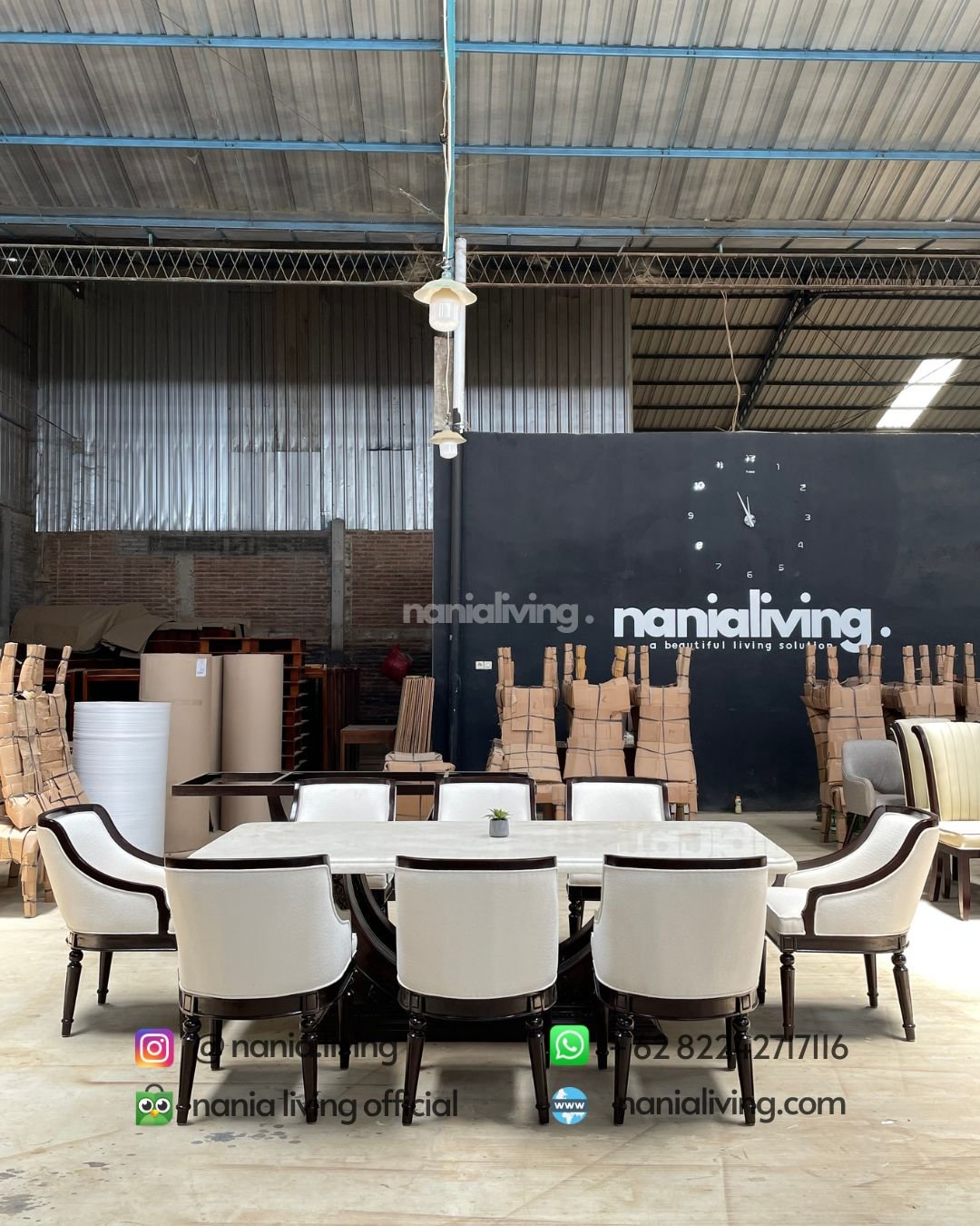 Carved Teak And Marble Dining Table With 8 Chairs (8) side Carved Teak And Marble Dining Table With 8 Chairs