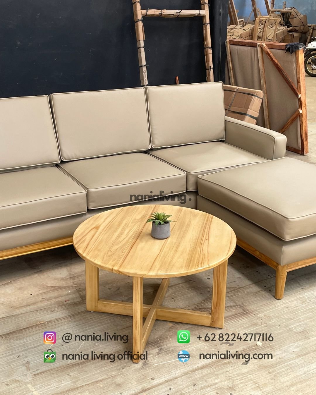 Modern Teak Corner Coffee Table Set (3) table Modern Teak Corner Coffee Table Set