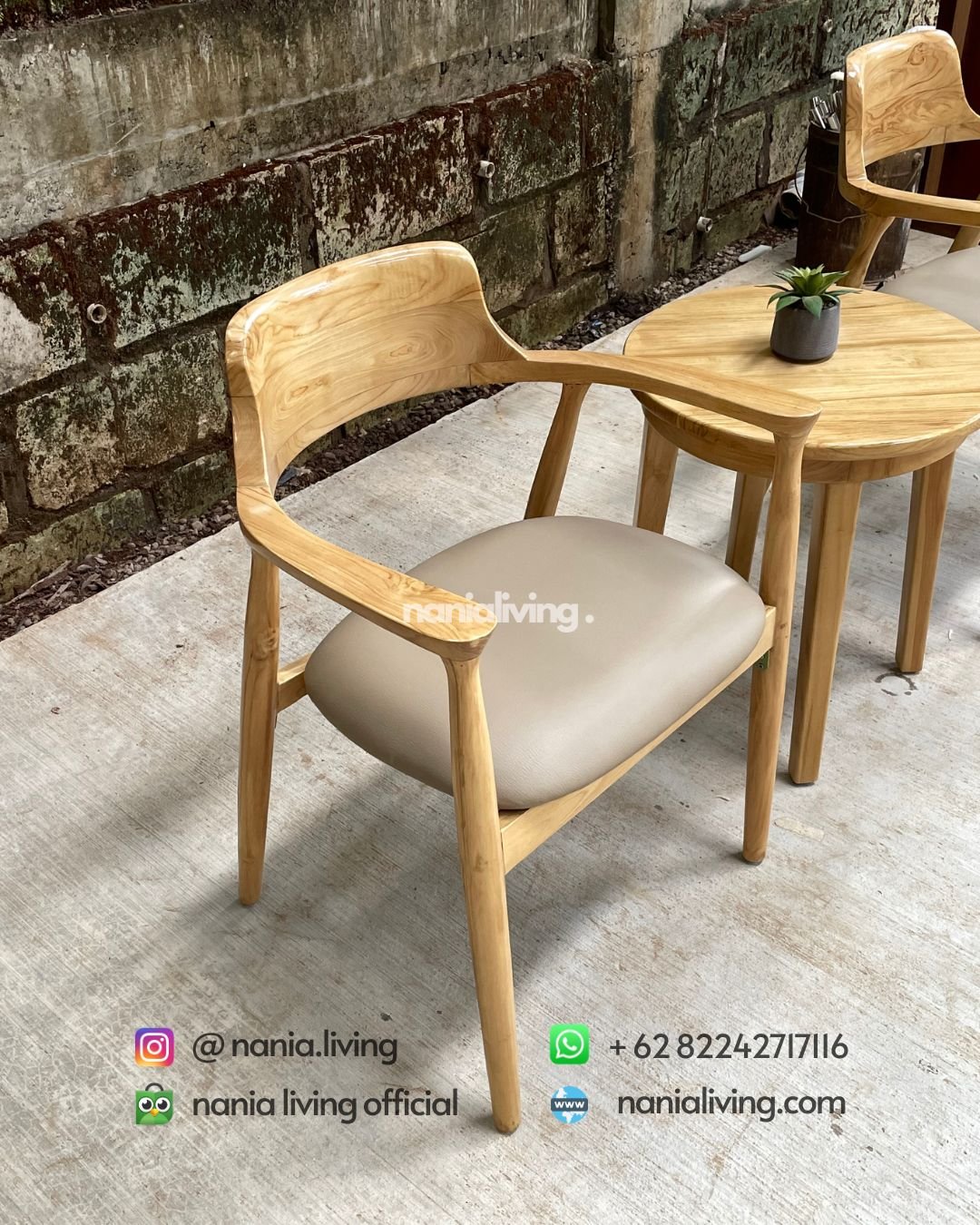 Natural Teak Patio Table Set