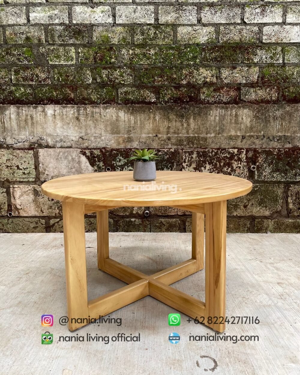 Natural Teak Round Dining Table - Nania Living