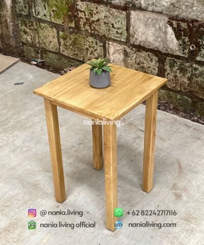 side Natural Teak Square Dining Table