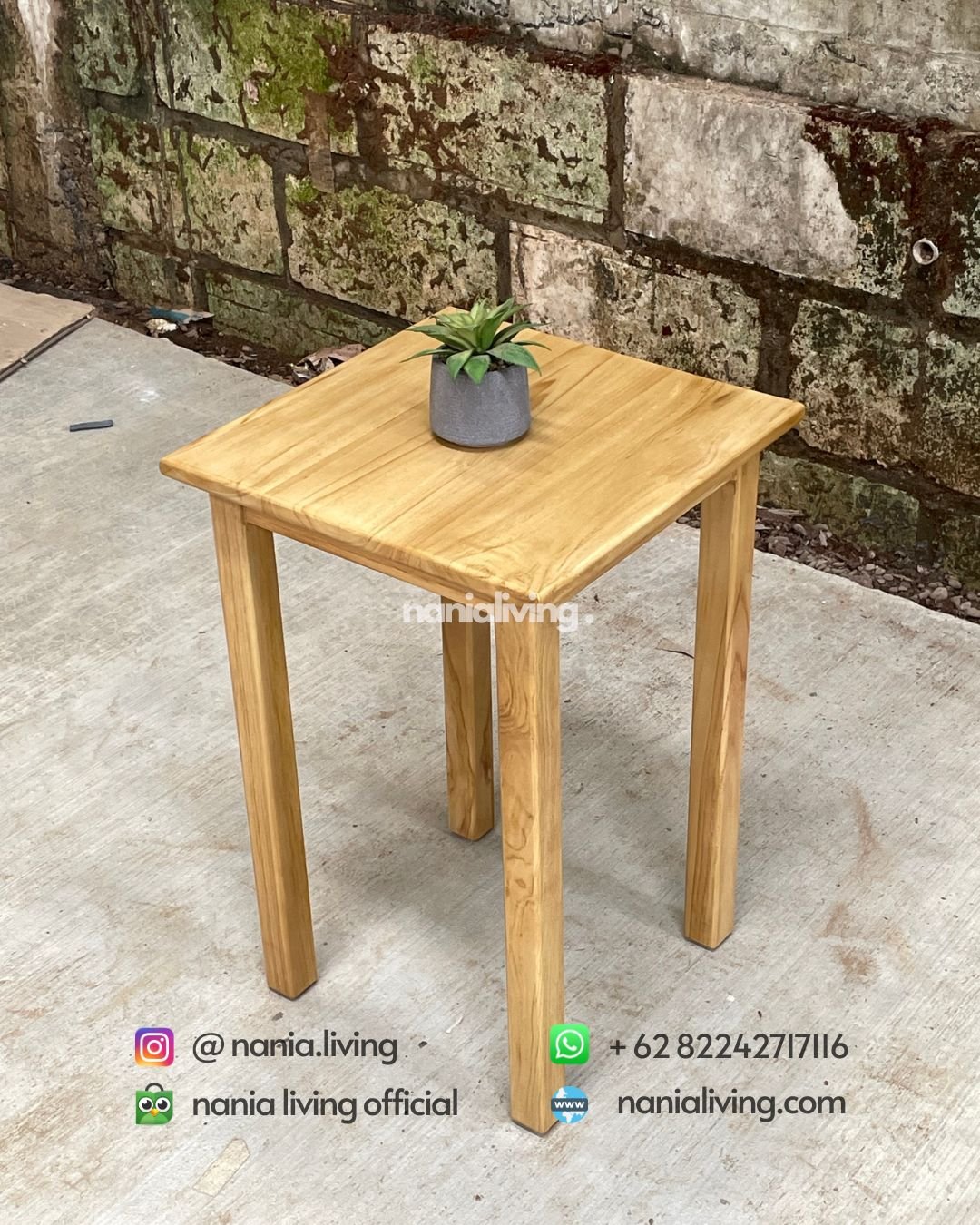 side Natural Teak Square Dining Table