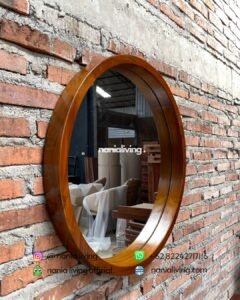 side mirror Teak Sideboard With A Round Mirror
