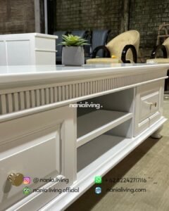 drawer White Lacquered Tv Cabinet With 4 Storage Drawers