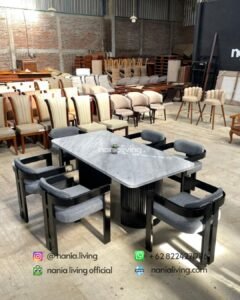 Carara Marble Dining Table With 6 Chairs Modern And Minimalist