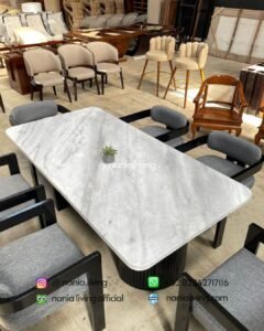 top Carara Marble Dining Table With 6 Chairs Modern And Minimalist