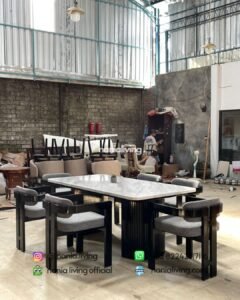 Carara Marble Dining Table With 6 Chairs Modern And Minimalist