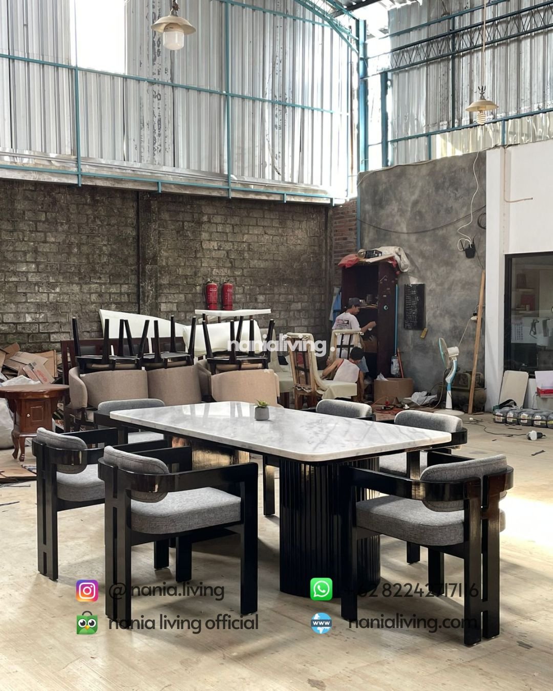 Carara Marble Dining Table With 6 Chairs Modern And Minimalist