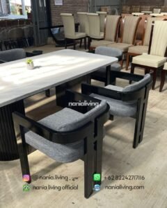 side Carara Marble Dining Table With 6 Chairs Modern And Minimalist
