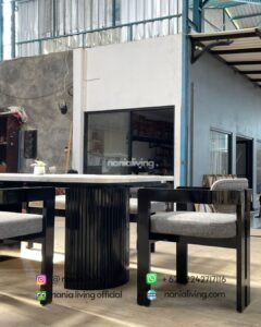 detail Carara Marble Dining Table With 6 Chairs Modern And Minimalist